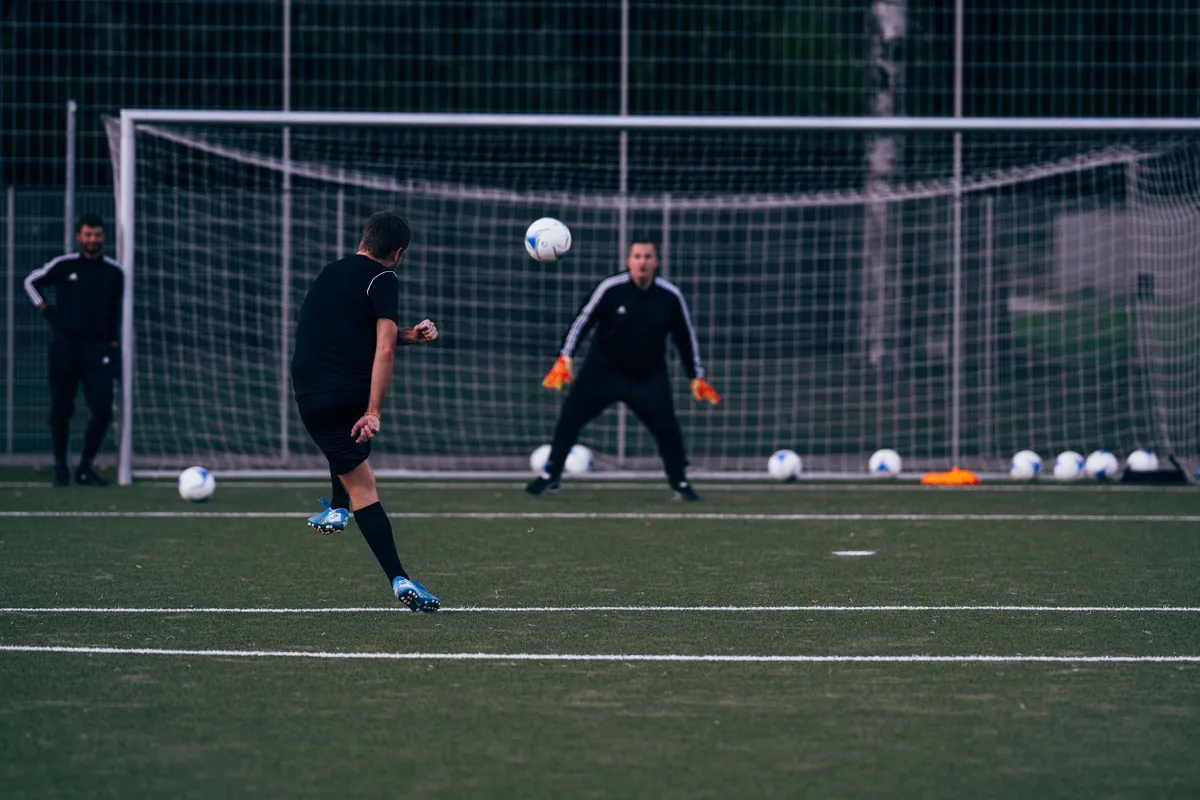 Football players in action